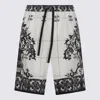 Dolce & Gabbana Monochrome Floral Elastic Waistband Knee Length Shorts In Multi