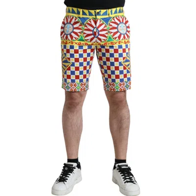 Pre-owned Dolce & Gabbana Shorts Multicolor Carretto Print Men Bermuda It50/w36/l 870usd