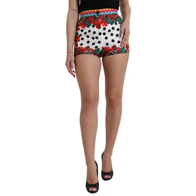 Pre-owned Dolce & Gabbana Shorts Multicolor Floral Polka Dot Hot Pants It38/us4/xs 970usd