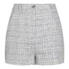 Dolce & Gabbana High-waisted Shorts With Button Detail In Textured Fabric In Quadri Check