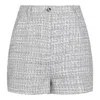 Dolce & Gabbana High-waisted Shorts With Button Detail In Textured Fabric In Quadri Check