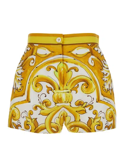 Dolce & Gabbana Shorts Tris Maiolica In Yellow