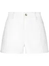 Dolce & Gabbana Cotton Denim Short Pants With Dg Plaque In White