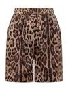 Dolce & Gabbana Shorts With Animal Pattern In Brown