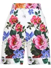 Dolce & Gabbana Multicolor Bermuda Shorts With All-over Floral Pattern Print In Cotton Woman