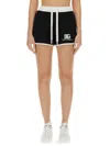Dolce & Gabbana Shorts In Jersey Di Cotone Con Ricamo Logo Dg In Black