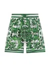 Dolce & Gabbana Majolica-print Drawstring Shorts In Green
