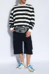 Dolce & Gabbana Striped Sweatshirt With Embroidered Logo In Navy Blue