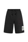 Dolce & Gabbana Black Bermuda Shorts With Contrasting Dg Patch In Nero