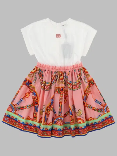 Dolce & Gabbana Short-sleeve Cotton Dress In Multicolor