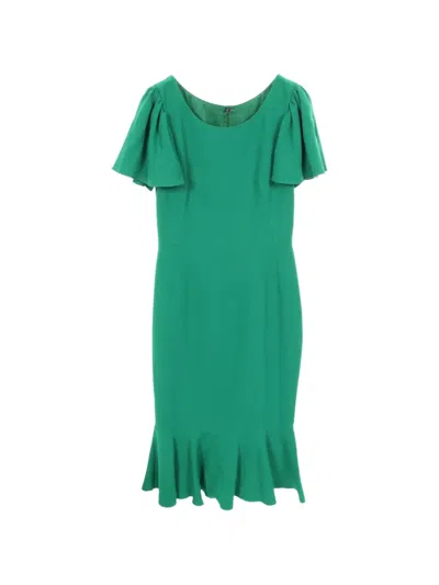 Pre-owned Dolce & Gabbana Short-sleeve Ruffled Dress In Green