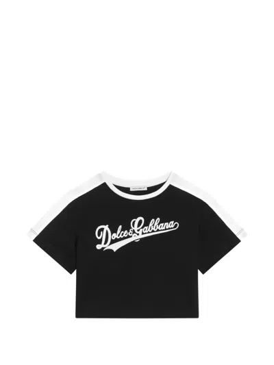 Dolce & Gabbana Kids' Short-sleeved Panelled T-shirt In Black