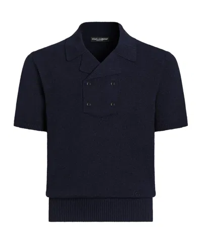 Dolce & Gabbana Stylish Polo With Neck Detail In Blue