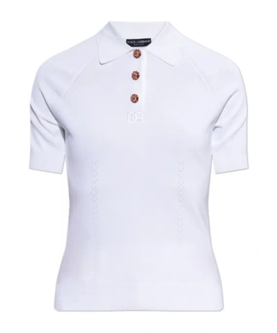 Dolce & Gabbana Short-sleeved Polo Shirt In White