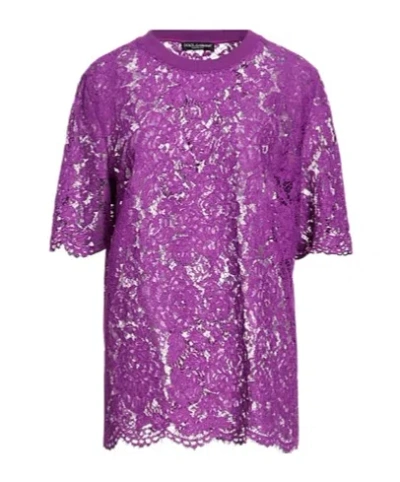 Dolce & Gabbana Short-sleeved Round-neck Top In Purple