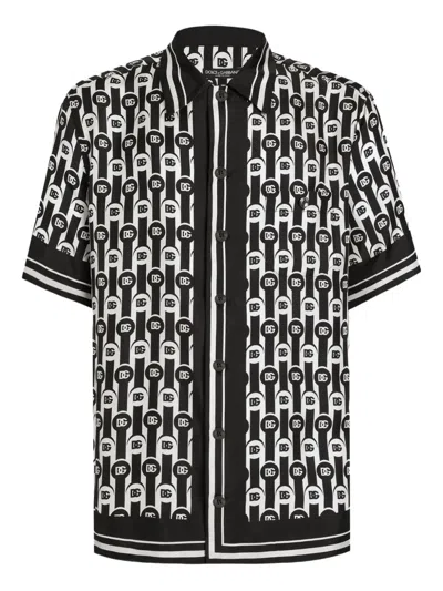 DOLCE & GABBANA DOLCE & GABBANA SHORTSLEEVED SHIRT WITH LOGO PRINT
