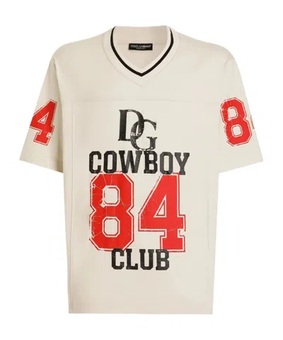 Dolce & Gabbana Logo-print V-neck T-shirt In White