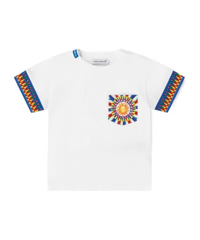 Dolce & Gabbana Kids' Carretto-print Jersey T-shirt In White