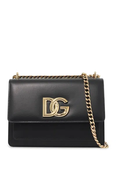 Dolce & Gabbana Logo Leather Shoulder Bag In Black