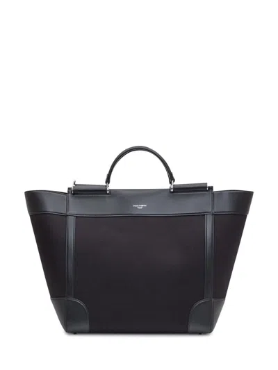 DOLCE & GABBANA DOLCE & GABBANA PANAMA AND CALFSKIN LEATHER BAG