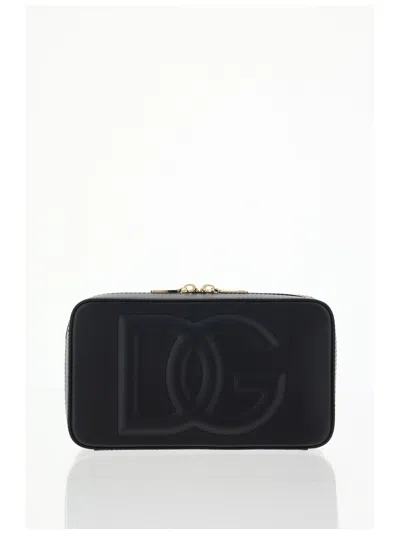 Dolce & Gabbana Women's Black Calfskin Shoulder Bag With Embossed Logo And Adjustable Strap