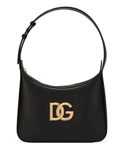 Dolce & Gabbana Structured Calfskin Shoulder Bag In Black