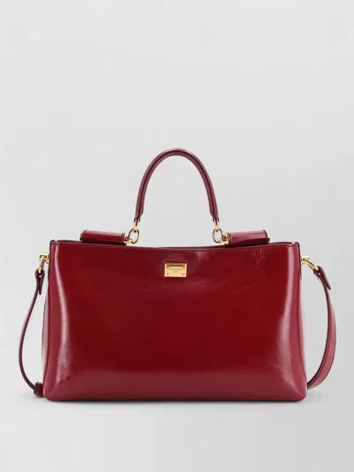 Dolce & Gabbana Shoulder Bag Detachable Strap Gold Tone Hardware In Burgundy