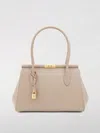 Dolce & Gabbana Marlene Leather Handbag With Charm Detail On The Front In Beige