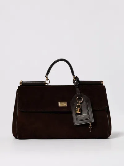Dolce & Gabbana Brown Handbag With Removable Shoulder Strap And Padlock Charm On The Front In Suede Woman