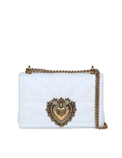 Dolce & Gabbana Medium 'devotion' Bag In Quilted Nappa Leather In Optical White