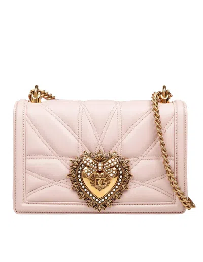 Dolce & Gabbana Shoulder Bag In Quilted Nappa In Powder