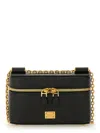 Dolce & Gabbana Sicily Leather Shoulder Bag With Metal Logo Tag In Black