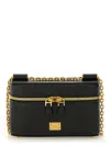 Dolce & Gabbana Sicily Leather Shoulder Bag With Metal Logo Tag In Black
