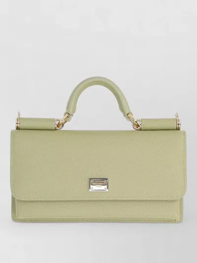 Dolce & Gabbana Shoulder Bag Textured Top Handle Chain In Green