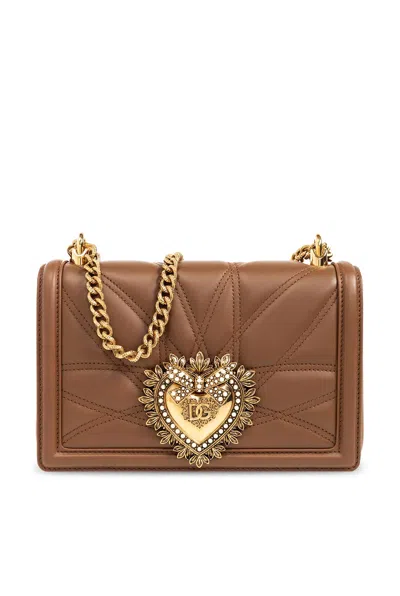 Dolce & Gabbana Shoulder Bag With Logo In Brown