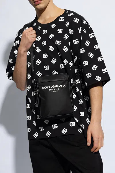 Dolce & Gabbana Shoulder Bag With Logo In Black