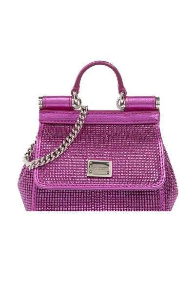 Dolce & Gabbana Shoulder Bag With Logo In Bouganville/fuxia