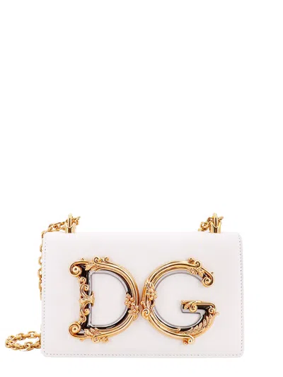 Dolce & Gabbana Shoulder Bag With Logo Plaque In White