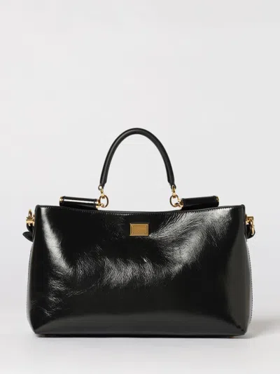 Dolce & Gabbana Dolce &amp; Gabbana Vittoria Polished Leather Bag  In Black