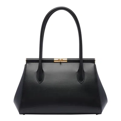 Dolce & Gabbana Black Calfskin Handbag With Snap Closure