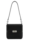 Dolce & Gabbana Marlene Black Shoulder Bag With Twist Closure And Logo On The Back In Hammered Leather Man In Black