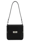 Dolce & Gabbana Marlene Black Shoulder Bag With Twist Closure And Logo On The Back In Hammered Leather Man In Black