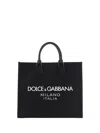 Dolce & Gabbana Large Nylon Shopper With Rubberized Logo In Black