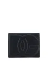 Dolce & Gabbana Black Calfskin Shoulder Bag With Embossed Logo And Adjustable Strap In Black