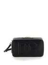 Dolce & Gabbana Black Crossbody Bag With Quilted Logo In Leather Woman In Black