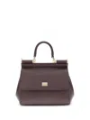 Dolce & Gabbana Medium Sicily Dauphine Leather Bag In Brown