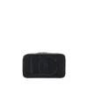 Dolce & Gabbana Women's Black Calfskin Shoulder Bag With Embossed Logo And Adjustable Strap In Black