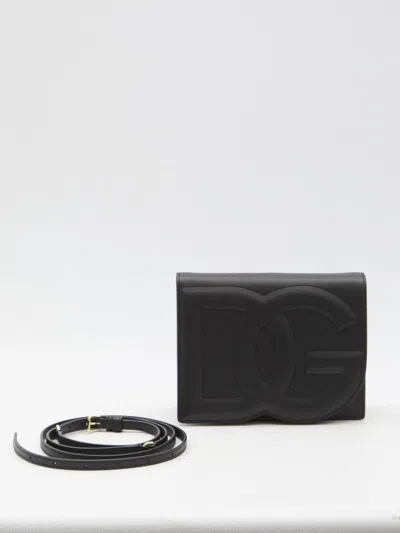 Dolce & Gabbana Women's Stamped Logo Shoulder Bag In Black