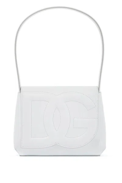 Dolce & Gabbana Leather Dg Logo Shoulder Bag In White