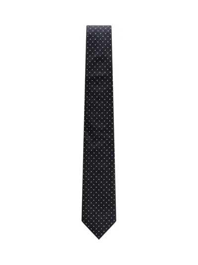 Dolce & Gabbana Shovel Tie 8 Micro Polka Dot In Black
